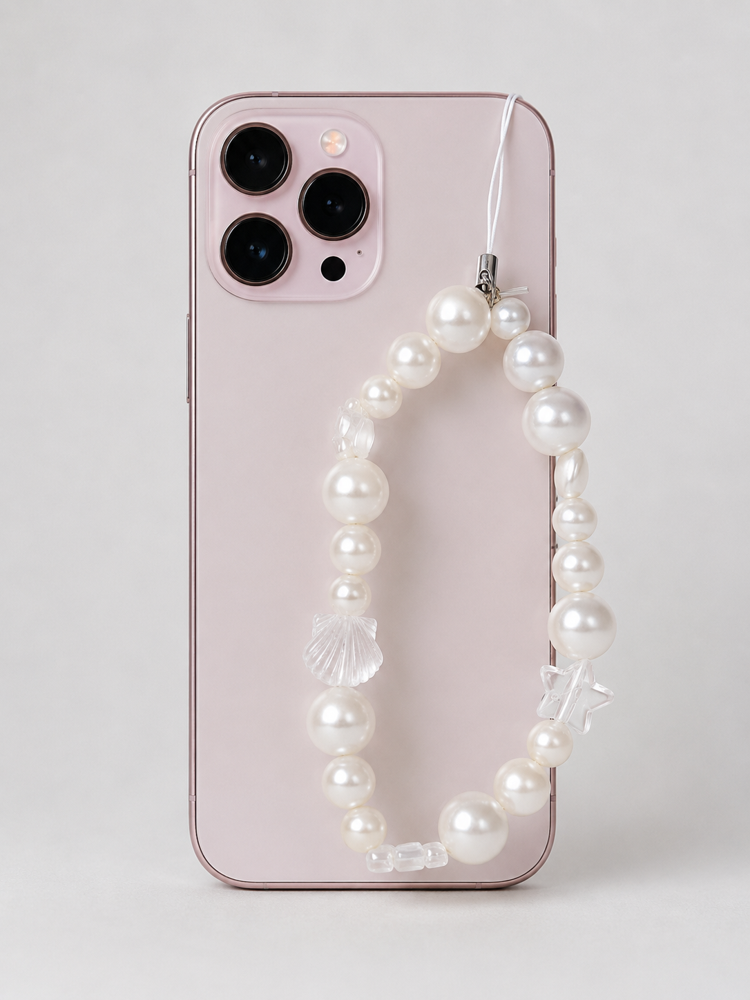Pearl Seashell Phone Charm - Pearl Beaded Charm Sling