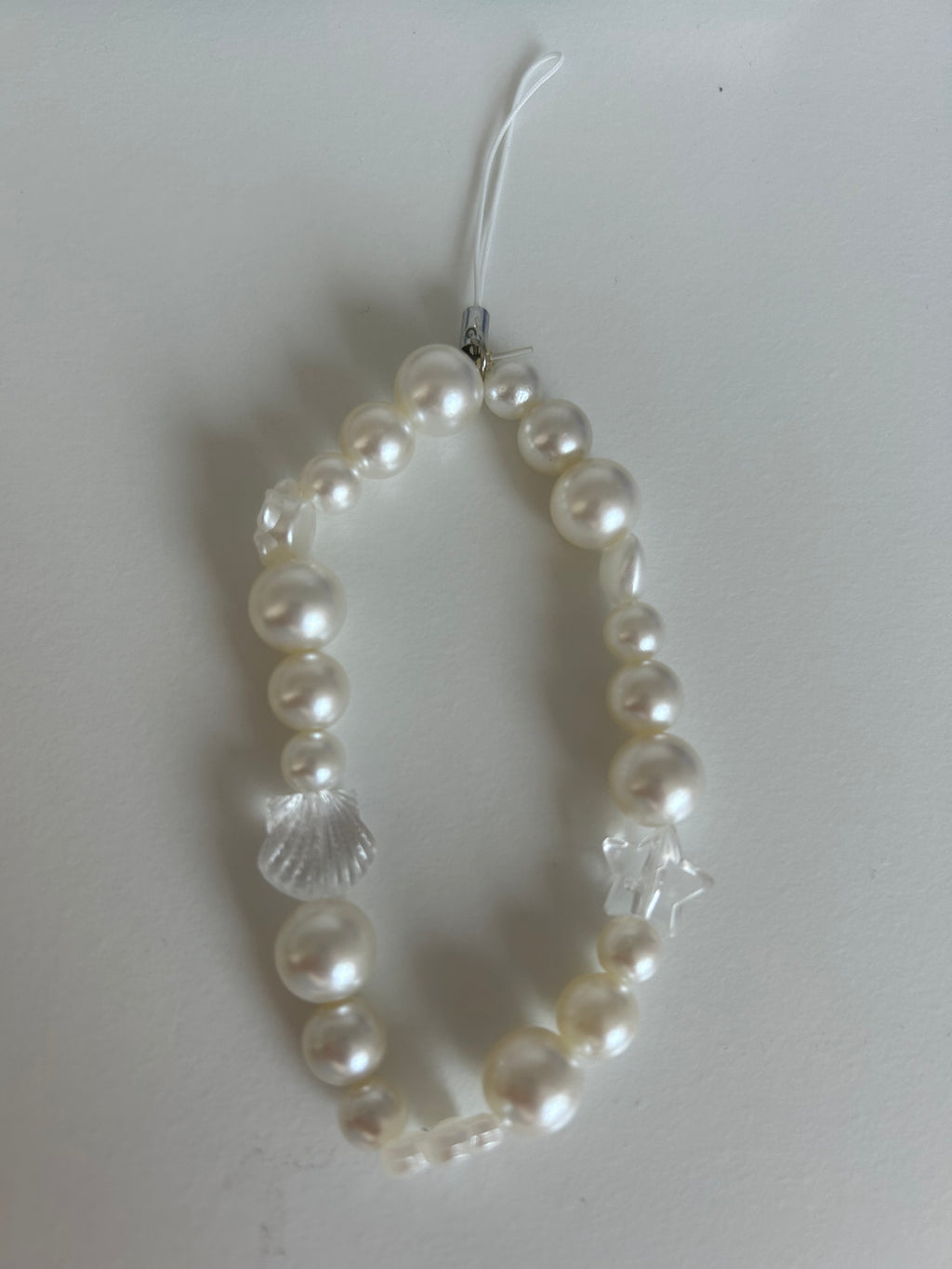 Pearl Seashell Phone Charm - Pearl Beaded Charm Sling