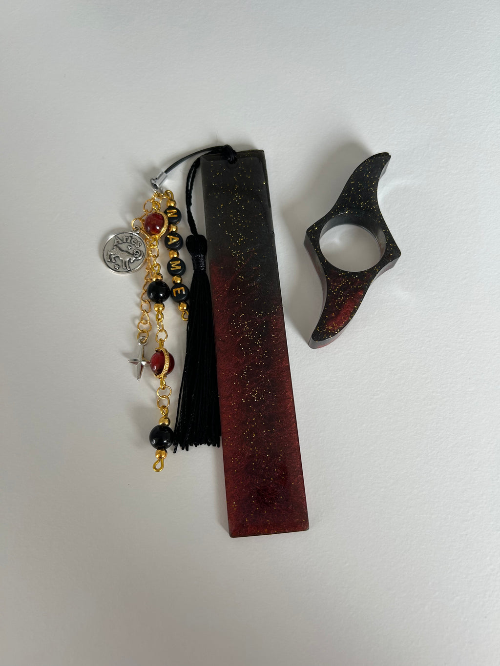 Red Fire Element Personalisable Name, Zodiac Resin Birthday Bookmark Bundle
