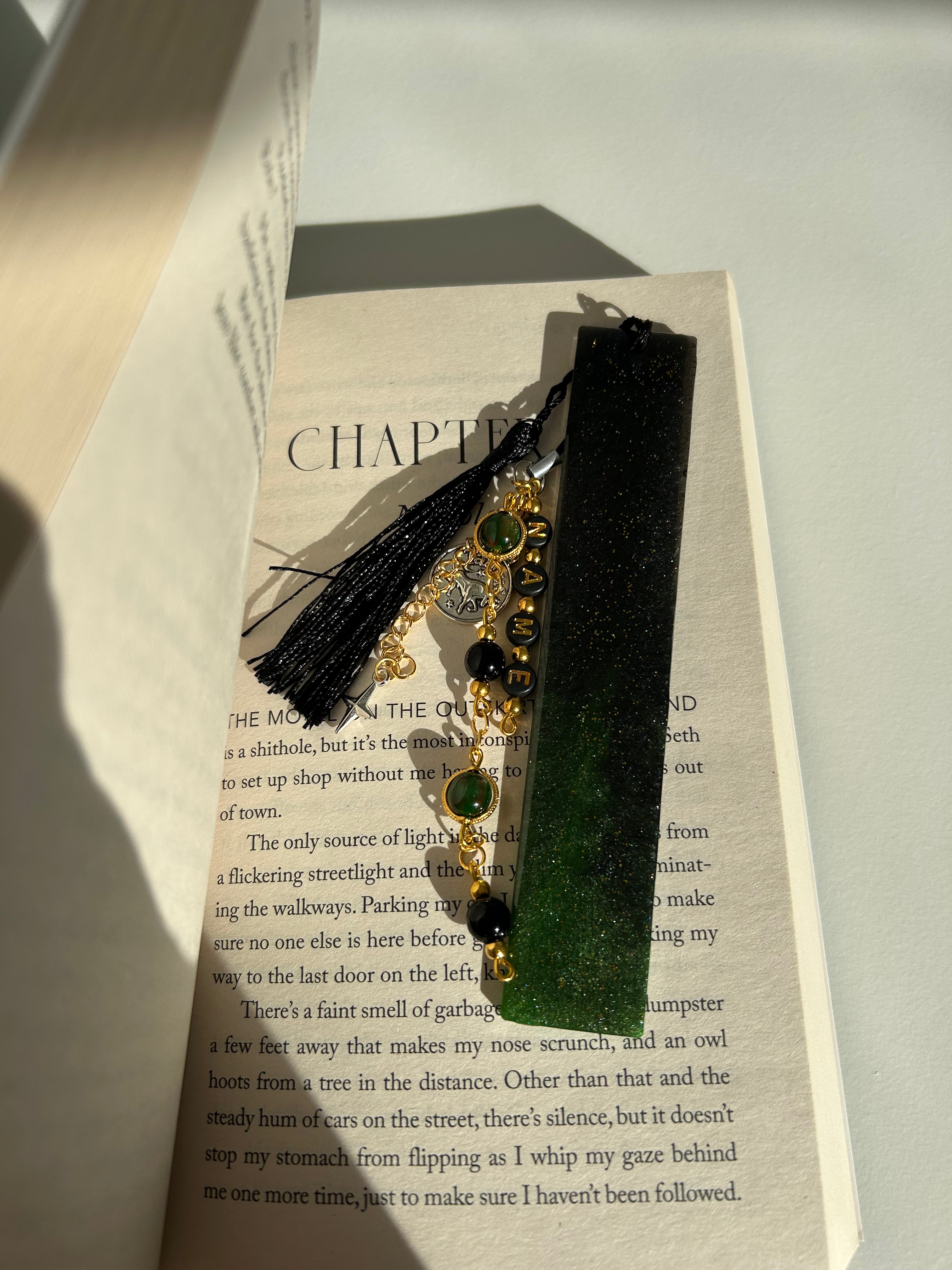 Green Earth Element Personalisable Name, Zodiac Resin Birthday Bookmark Bundle