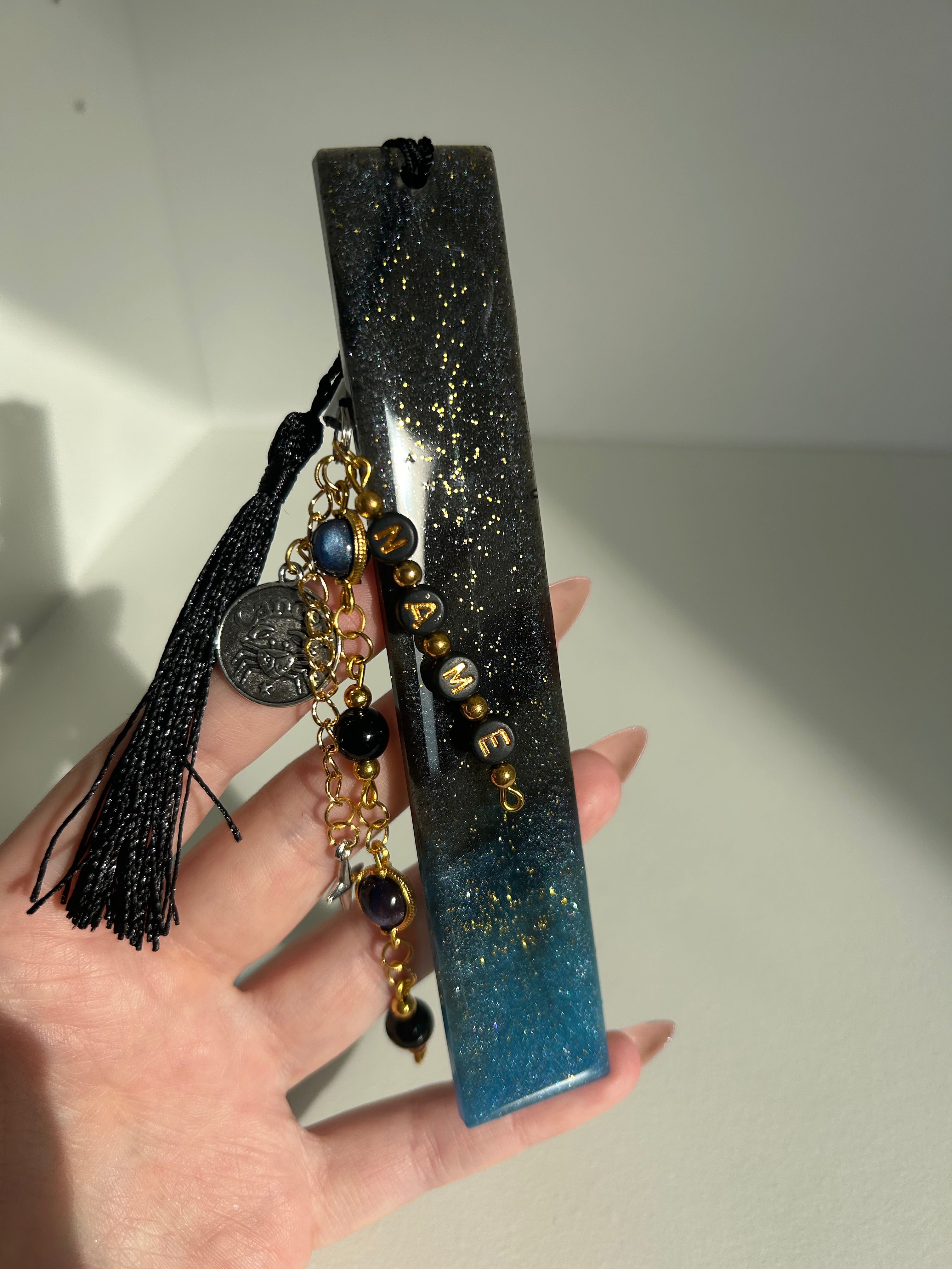 Blue Water Element Personalisable Name, Zodiac, Resin 'Birthday' Bookmark