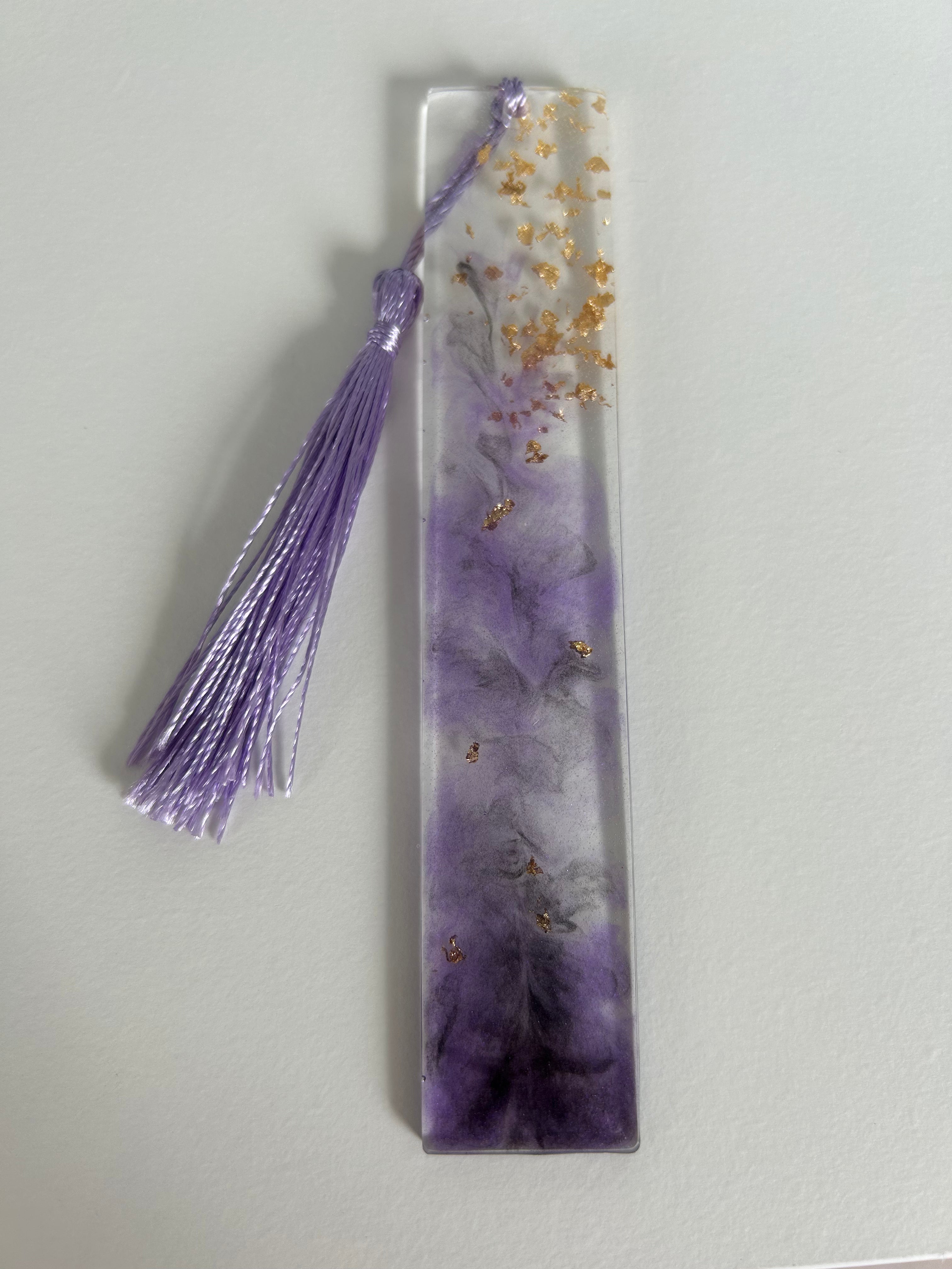 Dream Weaver Resin Bookmark - Purple and Gold leaf Design Gift