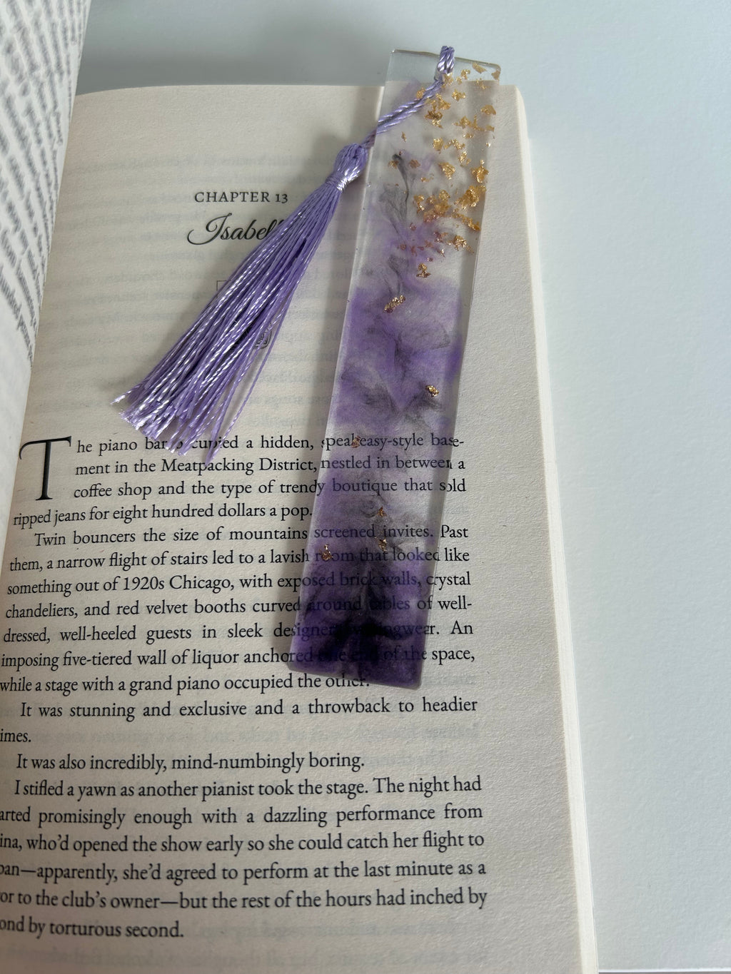 Dream Weaver Resin Bookmark - Purple and Gold leaf Design Gift