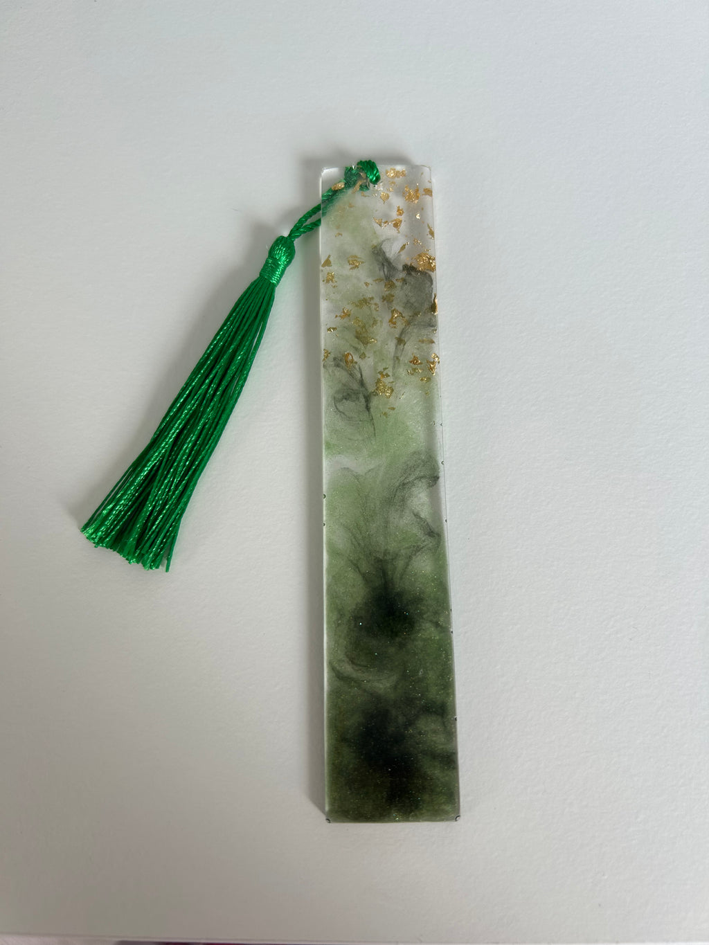 Forest Breath Resin Bookmark - Green and Gold leaf Design Gift