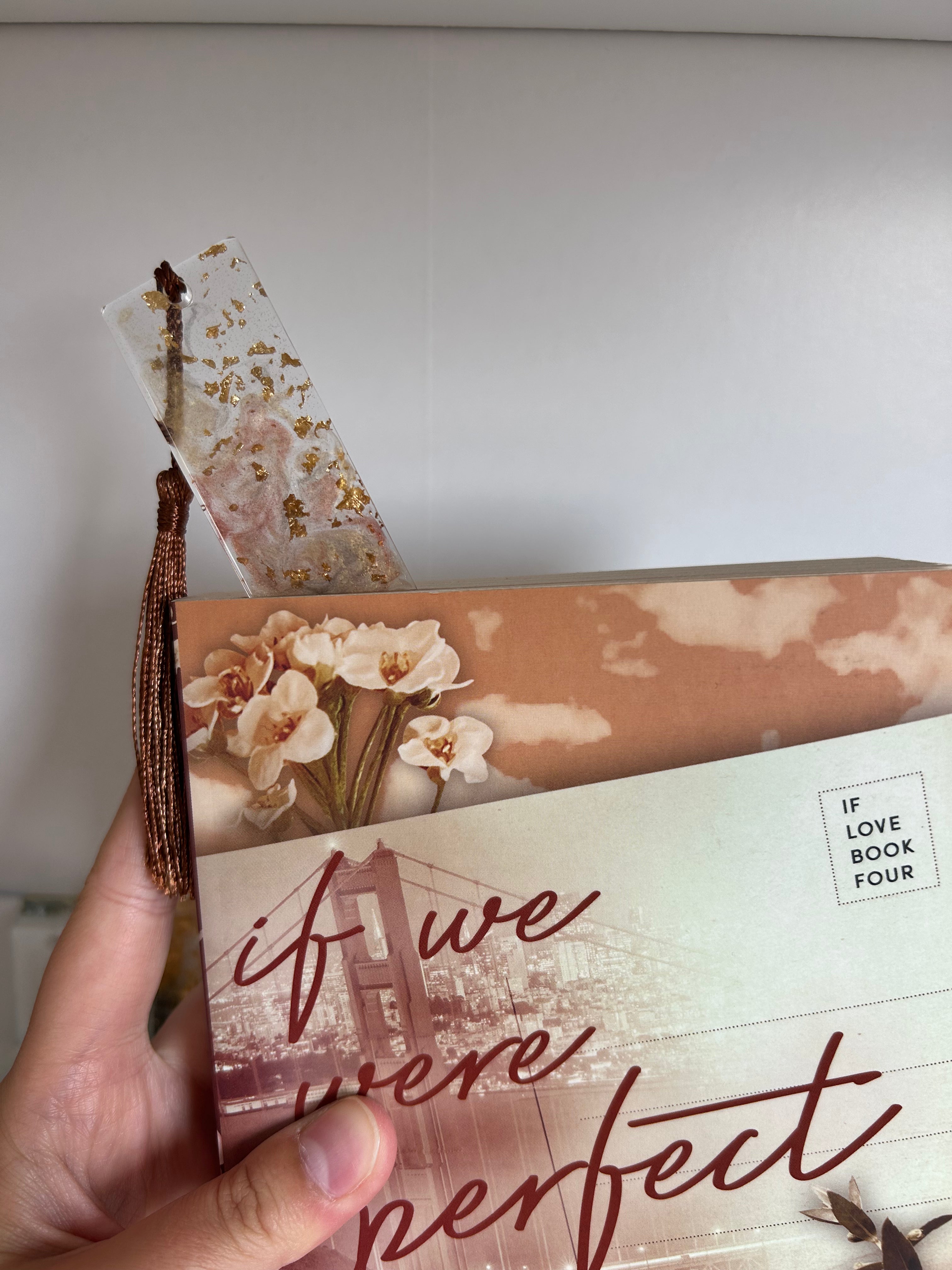 Memory Thief Resin Bookmark- Brown and Gold leaf Design Gift