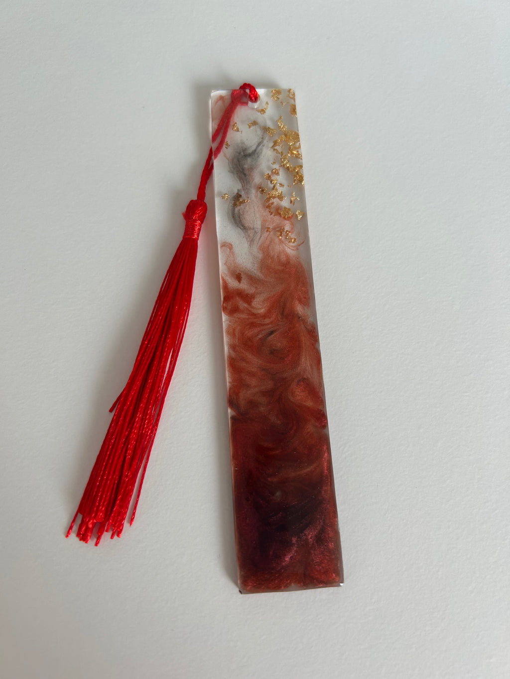 Hearts Desire Potion Archive Resin Bookmark - Red and gold leaf design gift