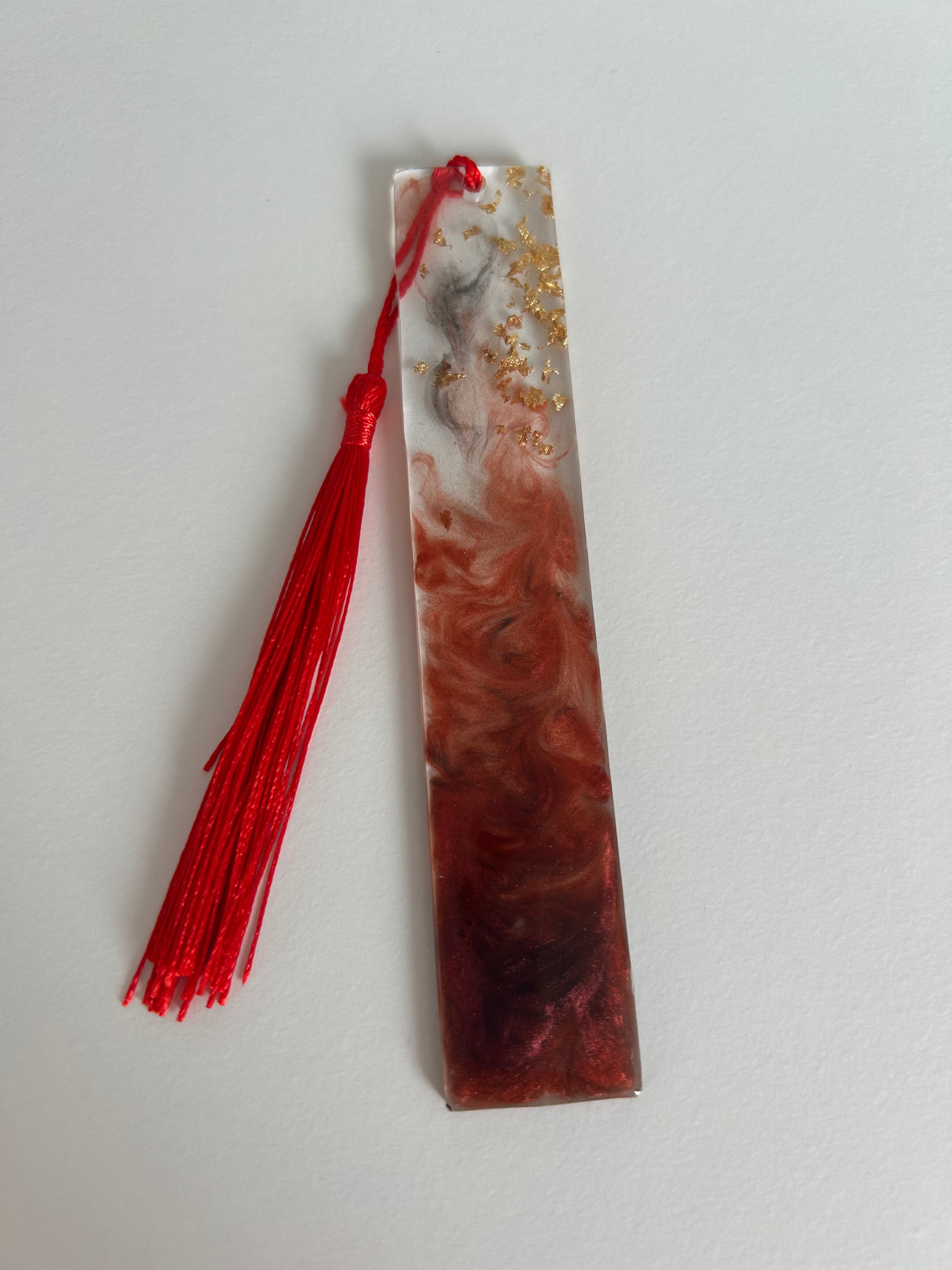 Hearts Desire Potion Archive Resin Bookmark - Red and gold leaf design gift