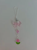 Pink Bow Blossom Charm sling For phones, keys and bag accessory
