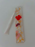 Crimson Bloom Pink Flower Resin bookmark, gold leaf and Personalisable Name, Gift