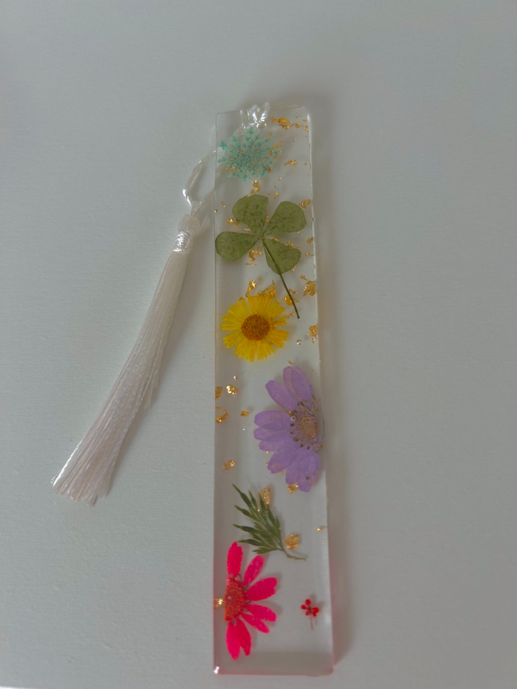 Lucky meadow, Colourful Flower Resin Bookmark, Personalisable Name, Gift