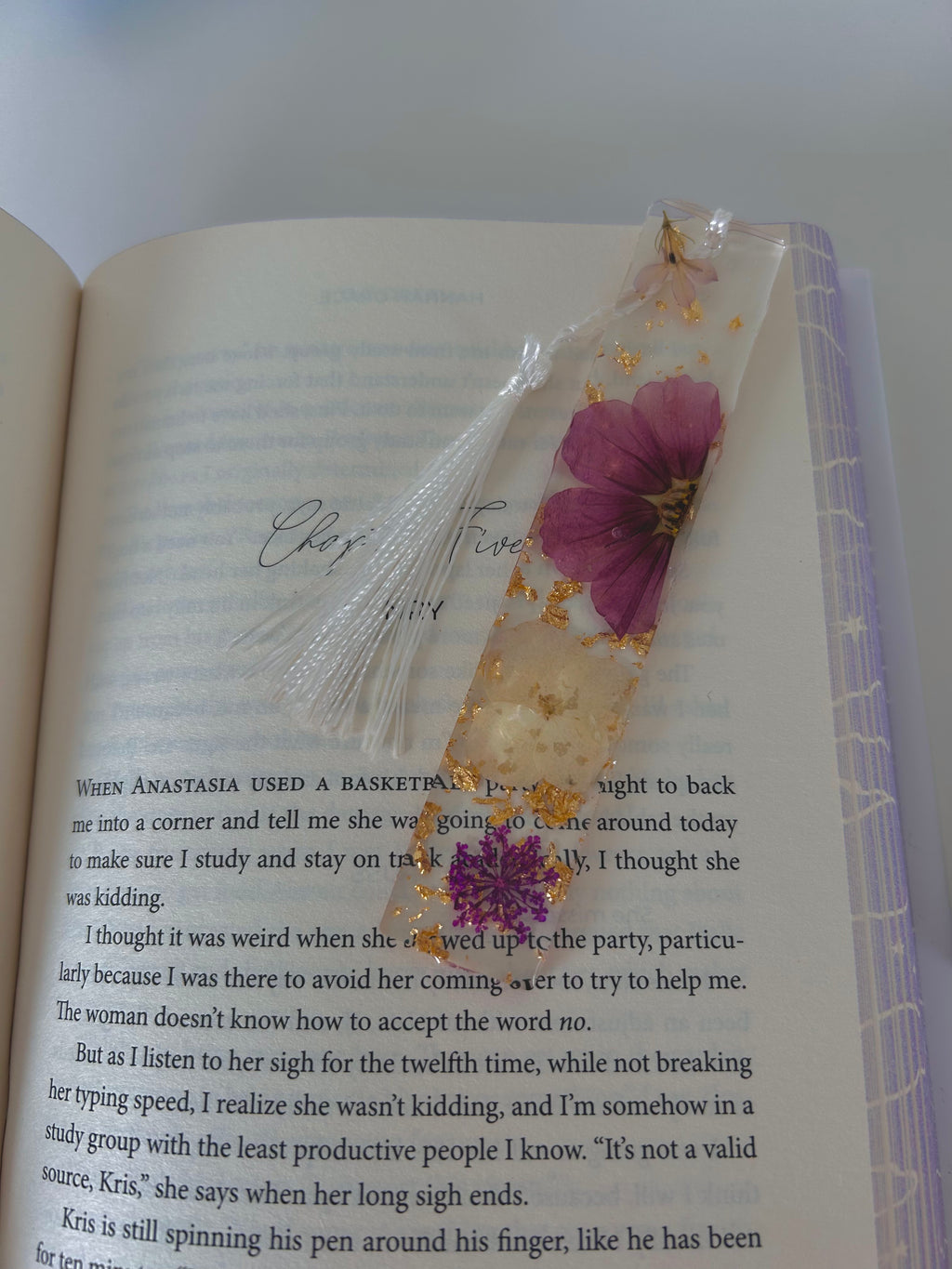 Violet Garden, Purple Flower Resin Bookmark, Personalisable Name, Gift