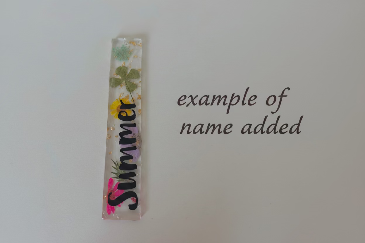 Lucky meadow, Colourful Flower Resin Bookmark, Personalisable Name, Gift