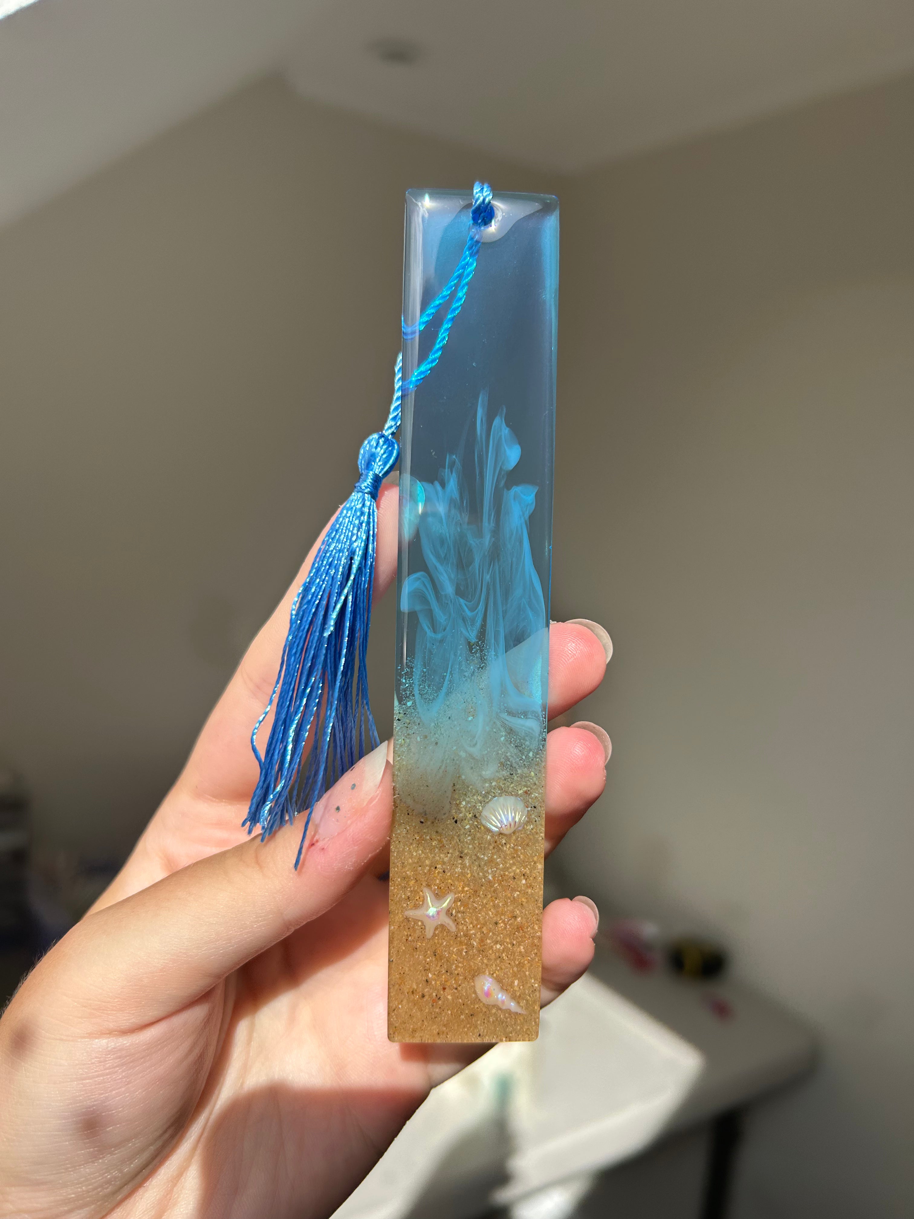 Blue Ocean Breeze Beach Resin Bookmark Gift