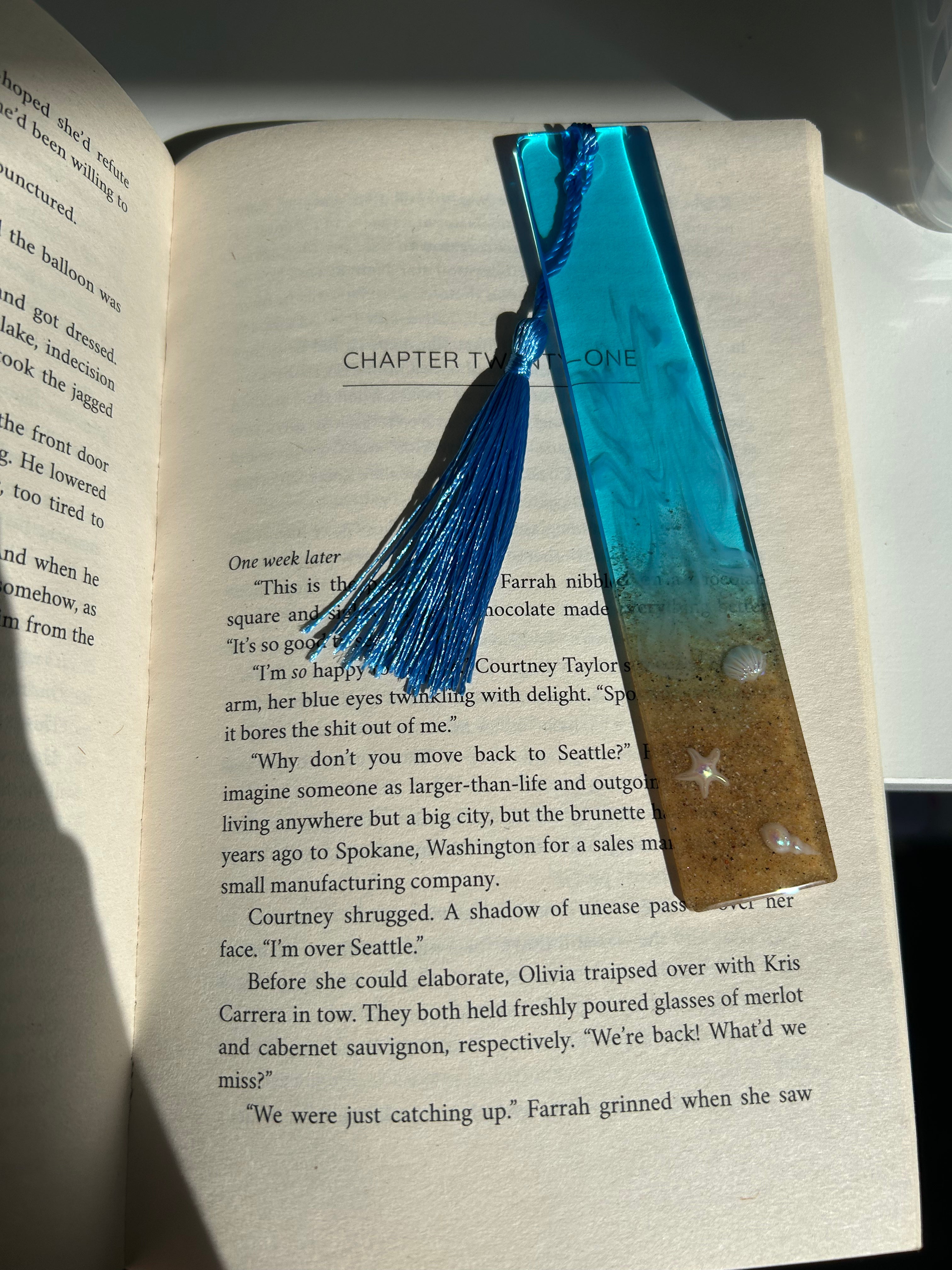 Blue Ocean Breeze Beach Resin Bookmark Gift
