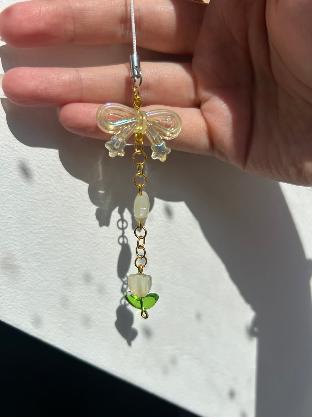 Yellow Bow and Tulip Charm sling for phone, bag or keys Accessory