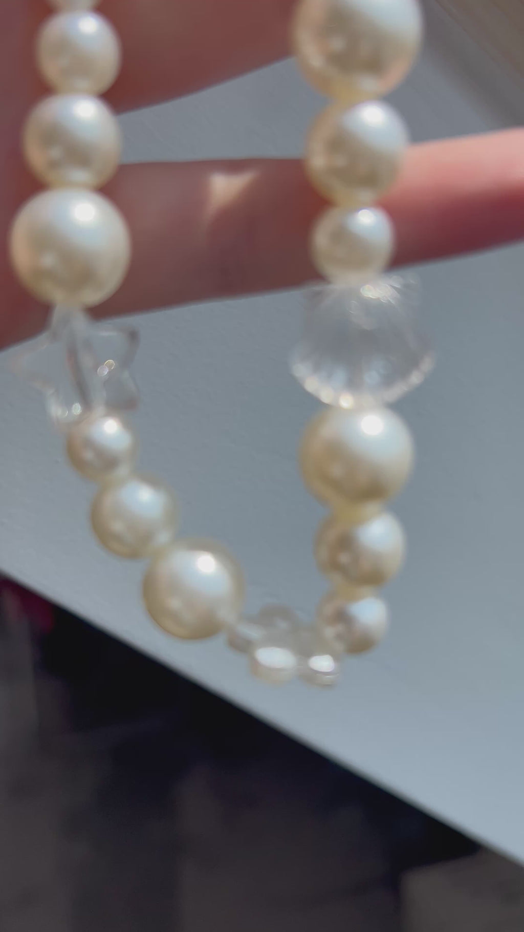 Pearl Seashell Phone Charm - Pearl Beaded Charm Sling