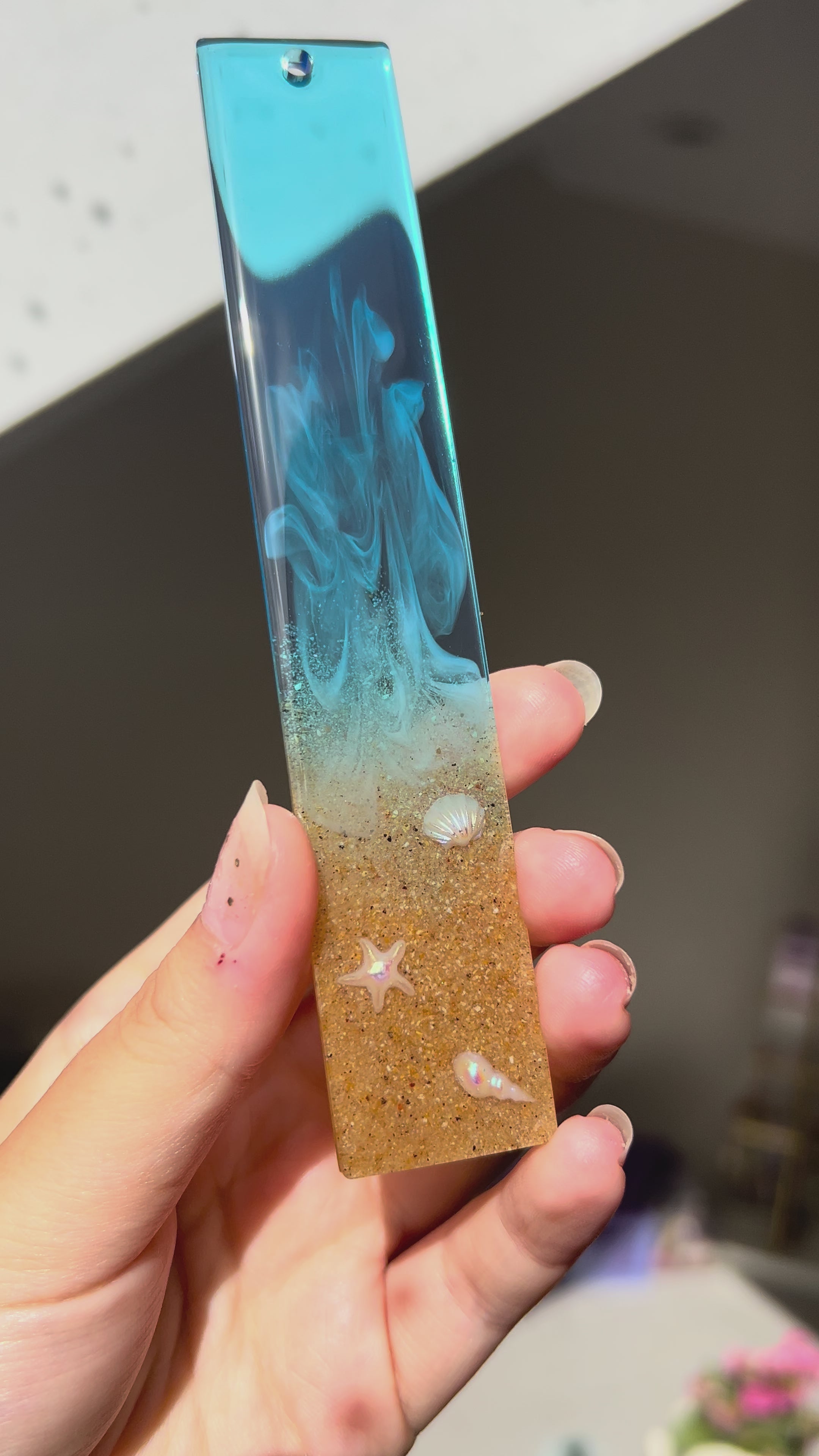 Blue Ocean Breeze Beach Resin Bookmark Gift