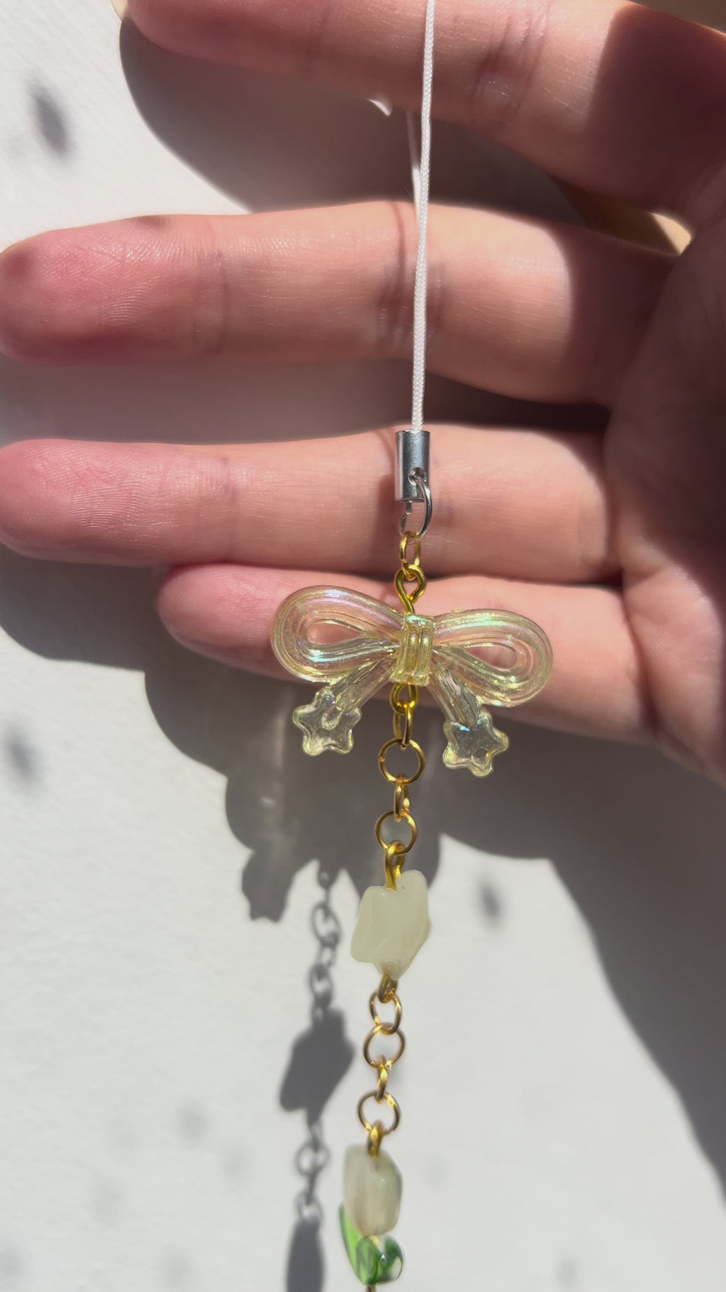 Yellow Bow and Tulip Charm sling for phone, bag or keys Accessory