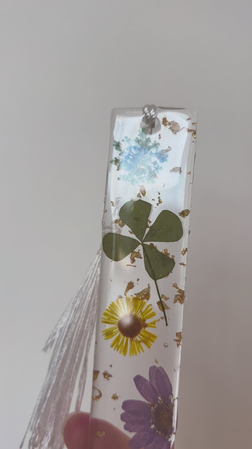 Lucky meadow, Colourful Flower Resin Bookmark, Personalisable Name, Gift