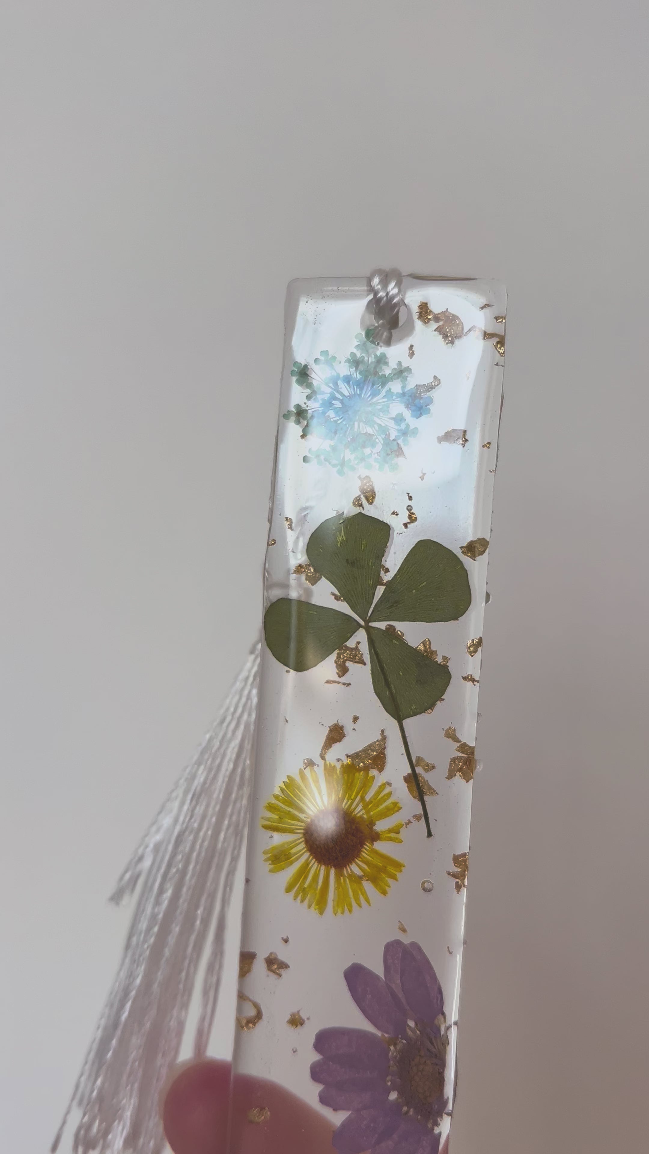 Lucky meadow, Colourful Flower Resin Bookmark, Personalisable Name, Gift