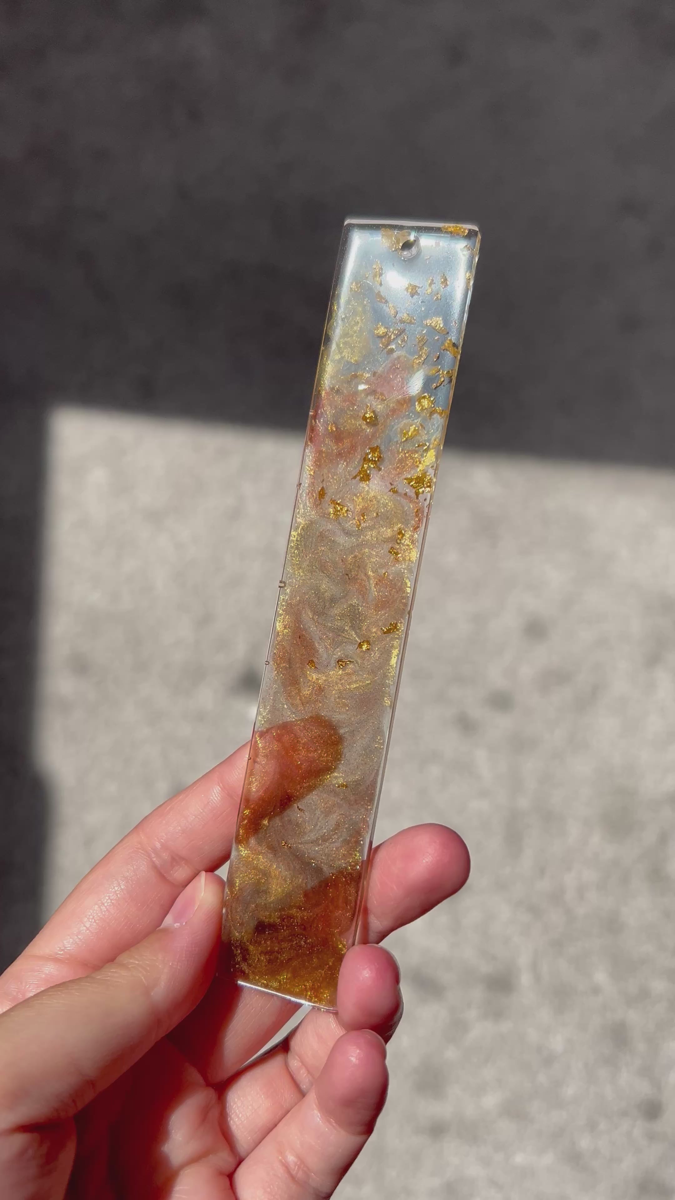 Memory Thief Resin Bookmark- Brown and Gold leaf Design Gift