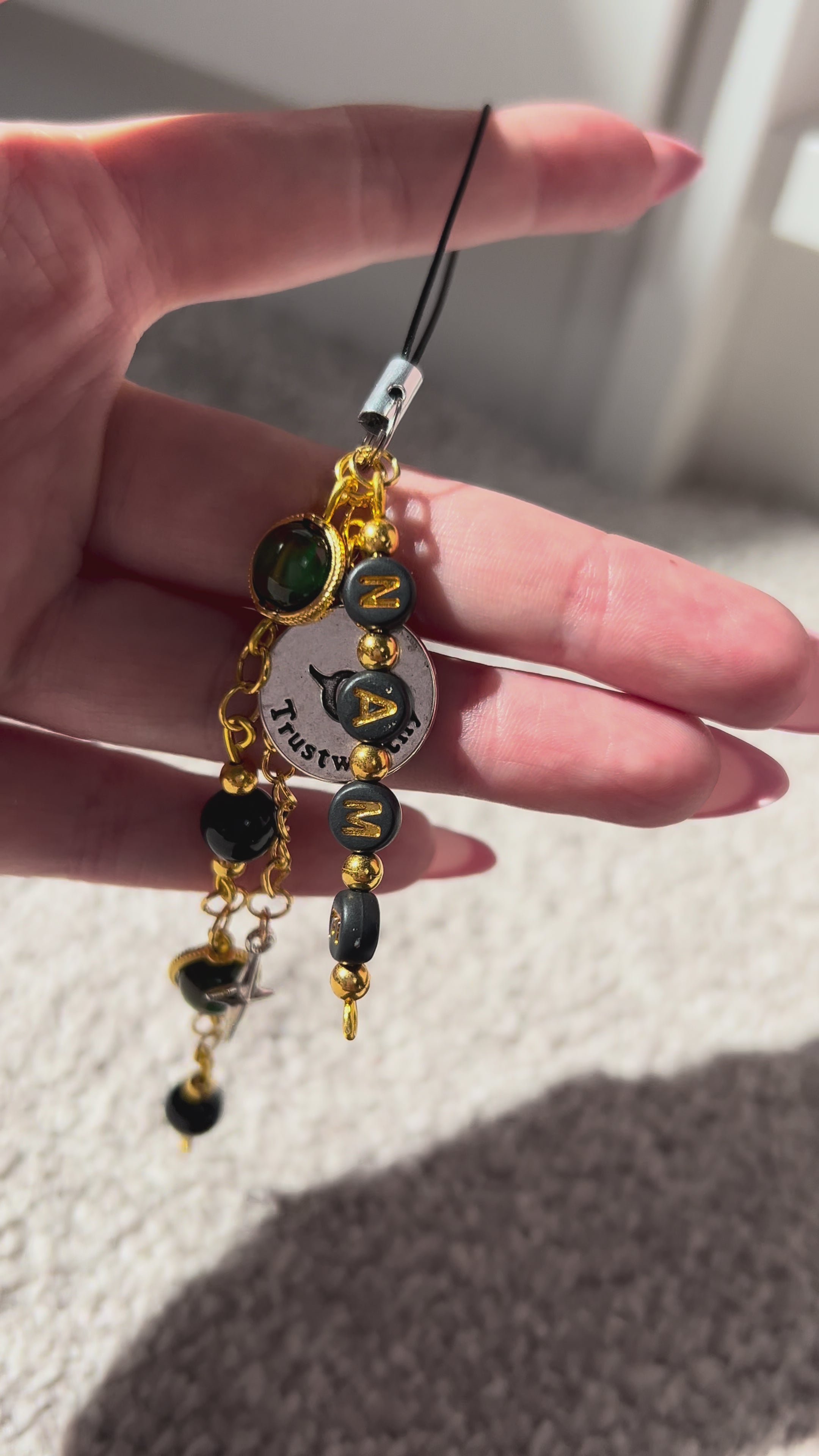 Green Earth Element Zodiac Personalisable Name Charm sling