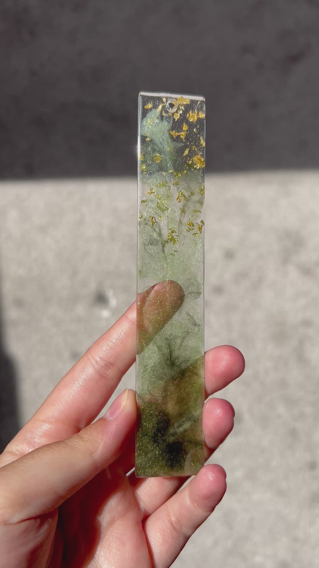 Forest Breath Resin Bookmark - Green and Gold leaf Design Gift