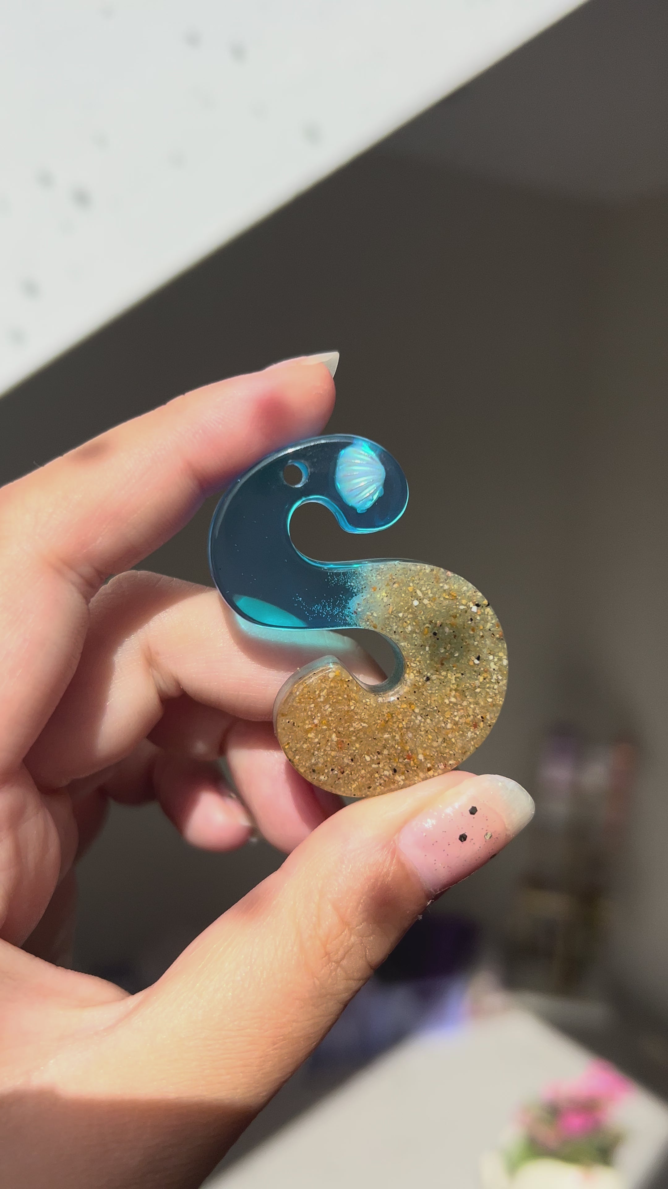 Blue Ocean Breeze Resin Letter charm A-Z
